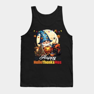 Gnomes Lover Halloween Merry Christmas Happy Hallothanksmas Tank Top